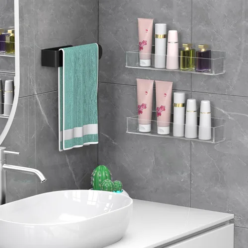 Miniatura 8 de PMMASTO Organizador de especias acrílico adhesivo para pared con cinta nano de doble cara, organización de estante de especias para puerta