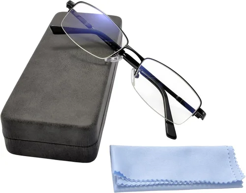 Gafas de bloqueo de luz azul para computadora para hombres y mujeres, gafas de juego de computadora, marco metálico a medio armazón, lente