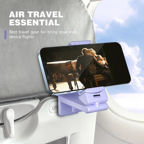 Miniatura 9 de Perilogics Soporte universal para teléfono de avión, visión manos libres con rotación multidireccional dual de 360 grados (negro/lavanda)