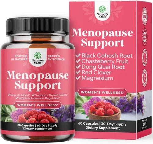 Suplemento completo de menopausia herbaria para mujeres, cápsulas de equilibrio hormonal femenino para sudores nocturnos, sofocos y cambios de humor
