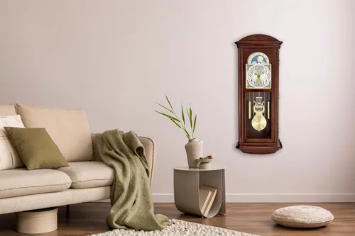 Miniatura 8 de Bulova Litchfield - Reloj de pared regulador grande, modelo C4332, diseño clásico de péndulo, timbre armónico por hora, acabado marrón cereza