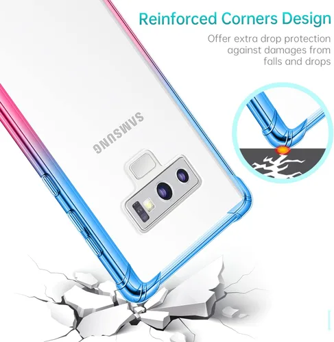 Miniatura 4 de Funda para Galaxy Note 9, funda transparente con bonito degradado para teléfono, TPU reforzado, parte trasera de policarbonato duro, funda