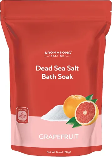 Miniatura 10 de Aromasong Sal del Mar Muerto para remojar con aceite esencial de lavanda natural, 14 onzas, sal de baño de spa, grano fino, 7 usos por paquete