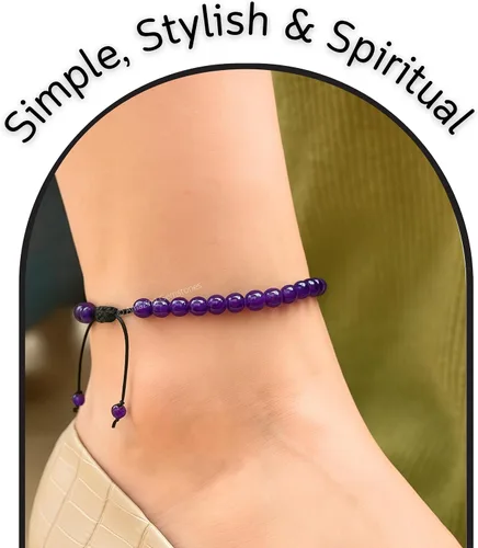 Miniatura 88 de Amazing Gemstone Crystal Anklet Ankle Bracelets for Women - Waterproof Beaded Healing Crystal Anklets, Plus Size Chakra Gemstone Bead Anklet