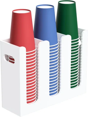 Miniatura 12 de Dispensador de Vasos de Café Desechables con Asas, Montaje en Encimera o Pared, Soporte para Vasos de Bebidas Calientes/Frías y Tapas - Organizador