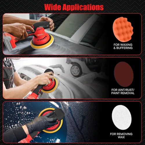 Miniatura 7 de Pulidora Inalámbrica de Coche para Batería Milwaukee M18 (SIN Batería), Kit de Pulidora de Tampón Sin Escobillas de 6 Pulgadas, Pulidora Orbital