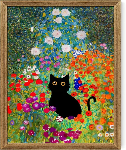 Miniatura 18 de Fantasy Artists Van Gogh - Lienzo decorativo para pared, diseño de gato negro con diseño de almendra y diseño de gato negro, pósteres de pintura al