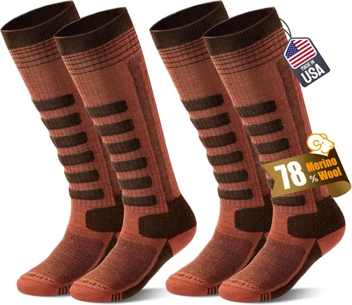 Miniatura 13 de 2 pares de calcetines de esquí de lana merina, fabricados en Estados Unidos, calcetines de esquí y snowboard para hombres y mujeres (Ashland)