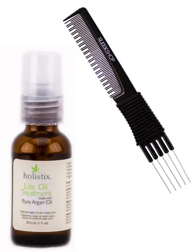 HOLISTIX by Retro Hair, Tratamiento de aceite Lite, fabricado con aceite de argán puro, suero ligero para el cabello (con elegante peine de carbono
