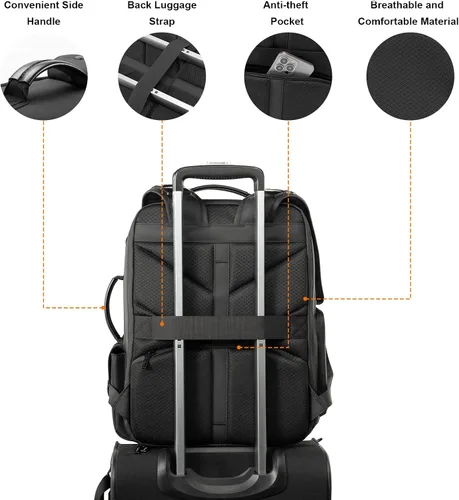 Miniatura 7 de Cwatcun Mochila para cámara DSLR/SLR/SLR/sin espejo para fotógrafos, funda de piel impermeable con soporte para trípode y portátil compatible