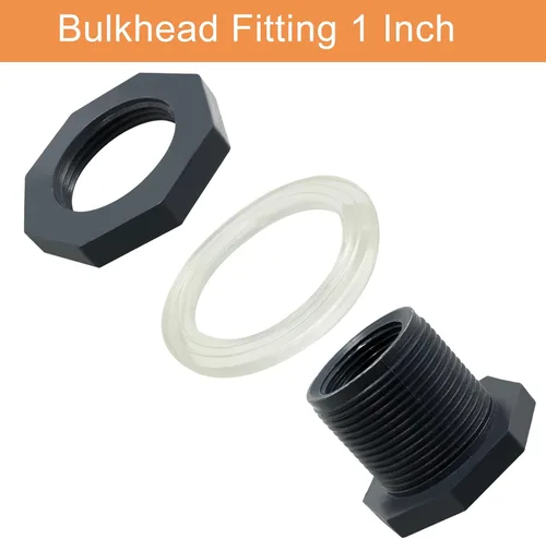 Miniatura 3 de 2 piezas Accesorio de Mamparo de PVC NPT1, Conector de Tanque de Agua de Plástico de 1 Pulgada Roscado Pasante, Accesorios de Tubería Pasante