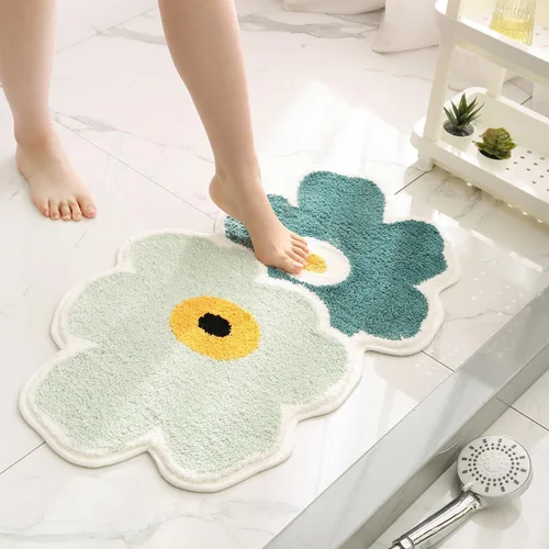 Alfombra de baño floral súper absorbente y gruesa de microfibra antideslizante, lavable a máquina y lanuda para baño, dormitorio y sala de estar (24