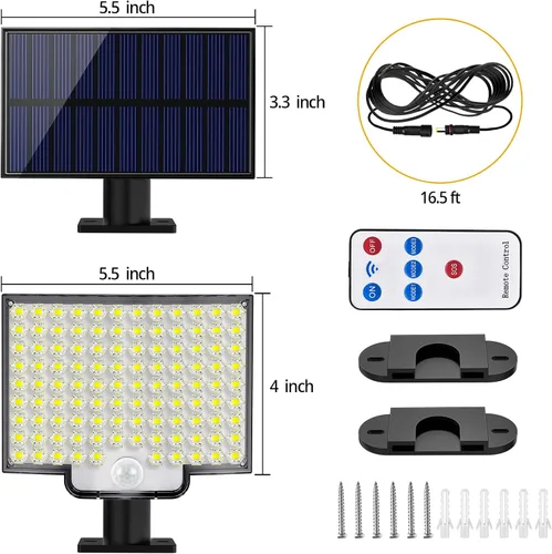 Miniatura 6 de Luces solares para exteriores, 106 LED 3000LM con sensor de movimiento, luces de inundación solares alimentadas por energía solar con control