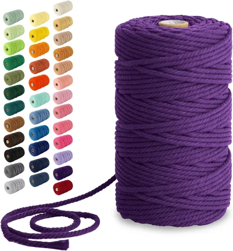 Miniatura 114 de Nook Theory - Cuerda de macramé de 3 mm, 220 yardas de cuerda de algodón, hilo de 4 mm y 5 mm, cuerda para manualidades, perfecta para colgantes