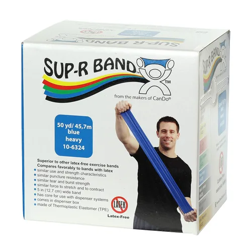 Miniatura 2 de Cando 10-6303 Sup-R Banda elástica sin látex para ejercicio, 1,5 metros, individual, resistencia media, verde