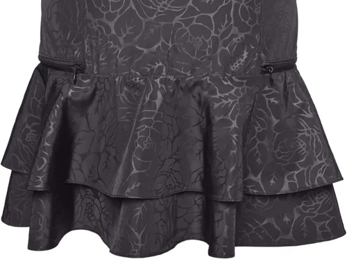 Miniatura 3 de BeautyLove Bloom Delantal de salón con doble volantes, diseño de uñas, dos bolsillos grandes con cremallera, resistente al agua, color negro, flor