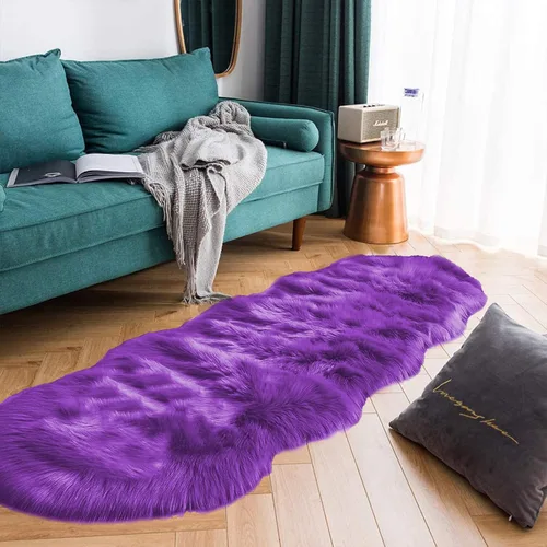 Miniatura 57 de Latepis - Tapete rectangular de piel sintética tipo lana de oveja suave, esponjosa y lavable para sala de estar, dormitorio, sala de juegos o Blanco