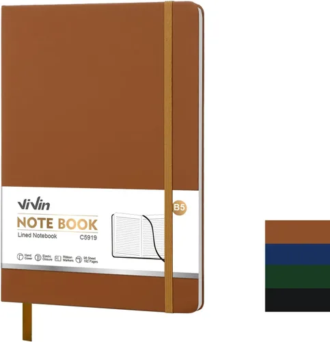 Miniatura 12 de ViVin Cuaderno A4 con rayas universitarias para el trabajo, diario de tapa dura de cuero de 8.5 x 11 pulgadas, 192 páginas, cuaderno rayado
