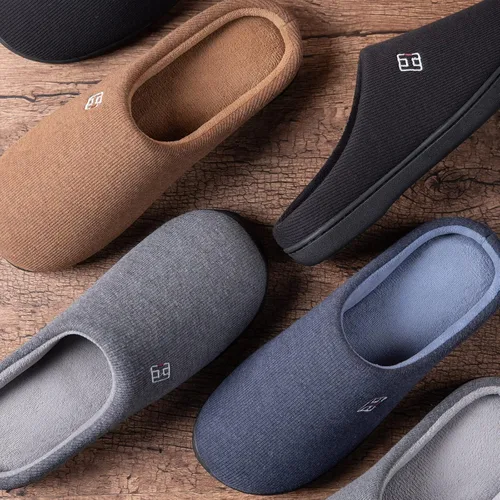 Miniatura 7 de HomeIdeas Men's Coral Fleece Lining with High Density Memory Foam Classicism Slip-on Slipper