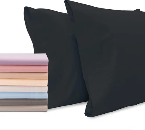 Miniatura 25 de Superity Linen Fundas de almohada de tamaño estándar, cerramiento abierto, paquete de 2, 100% algodón suave y cómodo, color azul