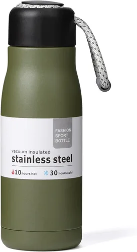 Miniatura 9 de Botella de agua pequeña de 12 onzas, botella de agua aislada Dusgut, de acero inoxidable, con tapa portátil de boca ancha, azul Fuerza Aérea Azul