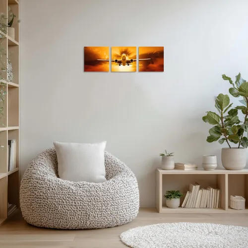Miniatura 3 de TutuBeer 3 Panels Airplane Wall Art Airplane Posters for Walls Aircraft at Sunrise Plane Pictures for Living Room Bedroom Boys Room Home Decor