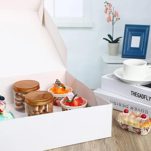 Miniatura 5 de Tudomro Paquete de 10 cajas para pasteles de 19 x 14 x 4 pulgadas, cajas de cartón para tartas, cajas rectangulares grandes, papel kraft sin ventana