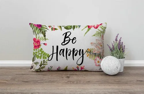 Miniatura 4 de Fundas de almohada de 12 x 20 pulgadas, decoración rústica de granja, sé feliz, fundas de almohada de algodón y lino, citas inspiracionales con Jcp20