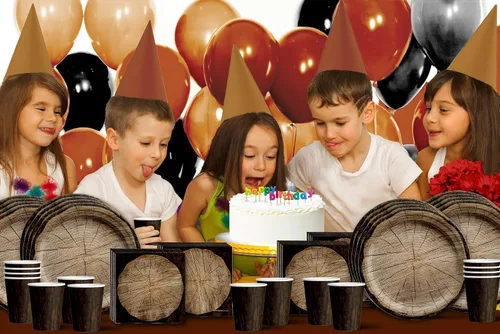 Miniatura 7 de Tree Lumberjack Outdoor - Juego de suministros para fiesta de cumpleaños, platos, servilletas, tazas, vajilla para 16