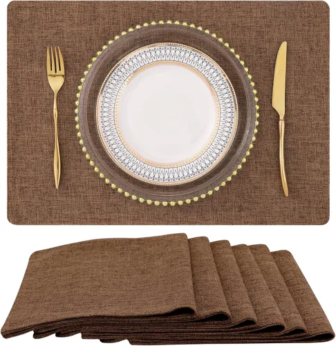 Miniatura 26 de homing - Juego de 4 manteles individuales de algodón y lino, manteles de tela lavables para mesa de comedor de estilo rústico para interiores y Negro