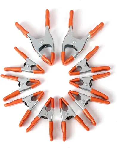 PONY Juego de abrazaderas de resorte de metal resistente de 6 pulgadas, 4 pulgadas, 2 pulgadas, apertura de mandíbula de 1 pulgada, con asas y