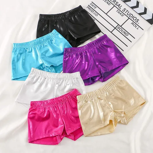 Miniatura 3 de BYONEME Pantalones cortos de gimnasia para niñas, pantalones cortos deportivos con purpurina brillante