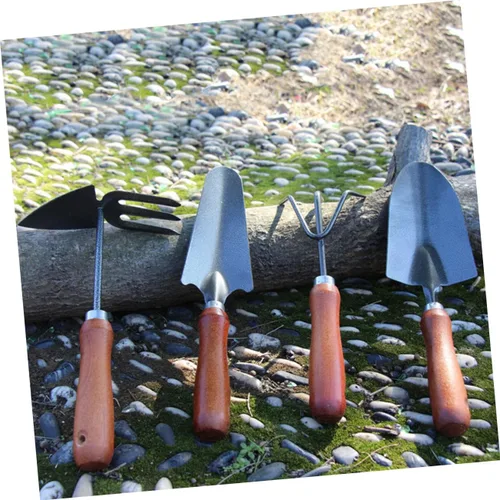 Miniatura 5 de UKCOCO 1set Mini Stoving Varnish Shovel Set Durable Iron Spade Planting Tool with Handle for Gardening for Transplanting and Cultivating Flowers 4pcs