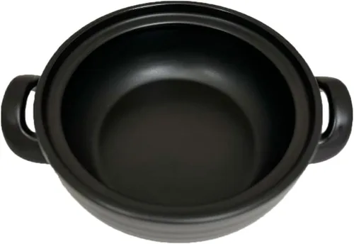 Miniatura 3 de Olla de cerámica y arcilla, donabe japonés, cazuela china/olla de tierra, olla de cocina con tapa, vapor pequeño, azul, 2.6 cuartos de galón