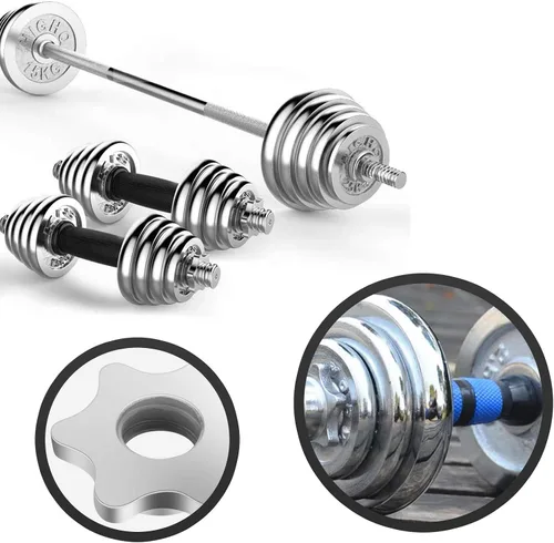 Miniatura 5 de Lamoutor 2 piezas de collar de tuerca hexagonal antideslizante con tornillo para mancuernas de barra para levantamiento de pesas
