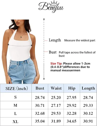 Miniatura 6 de Berryou Body para mujer con cuello cuadrado, sin mangas, sexy, sin espalda, ajustado, para club