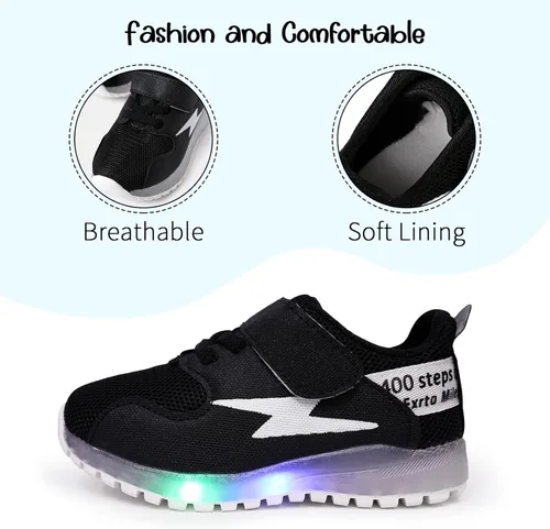Miniatura 2 de PATPAT Zapatos para niños pequeños con luz LED, zapatos brillantes para niñas, zapatos iluminados para niñas y niños para Navidad y cumpleaños