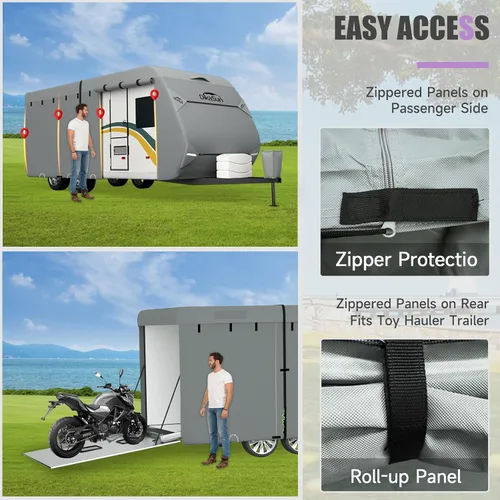 Miniatura 4 de Cubierta de remolque de viaje para caravana de 14 a 16 pies, cubierta impermeable de 7 capas mejoradas, cubierta de cámper para transportador