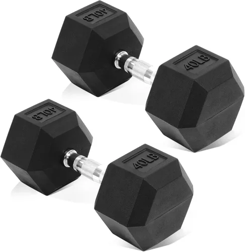 Miniatura 9 de Fitvids Hex Dumbbells Rubber Coated Hand Weights for Exercises and Fitness Home Gym, 5-50 LB Pair