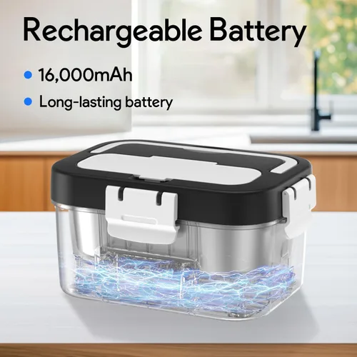 Miniatura 5 de Fiambrera eléctrica inalámbrica, calentador automático de alimentos de 6.75 tazas (212 °F), contenedor de comida portátil recargable para oficina