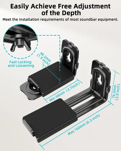 Miniatura 3 de HCMOUNTING Soporte universal de pared para barra de sonido - para Samsung, Sony, Bose, LG, Vizio, Sonos y más soportes de barra de sonido debajo