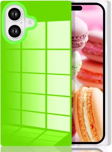 Miniatura 16 de Funda rectangular compatible con iPhone 15 Neon para mujer, diseño de lujo de fluorescencia brillante, flexible, suave, delgada, de gel de goma TPU