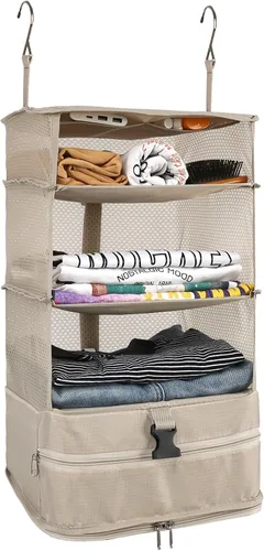 Miniatura 17 de Surblue Bolsa de Almacenamiento Colgante para Armario Plegable de 3 Estantes de Tela Oxford Lavable con 2 Ganchos