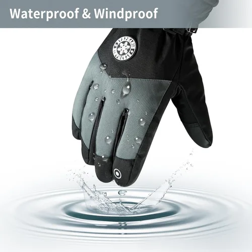 Miniatura 5 de DOFOWORK Guantes de esquí para hombre, guantes de invierno cálidos para hombres y mujeres, guantes impermeables para pantalla táctil, guantes