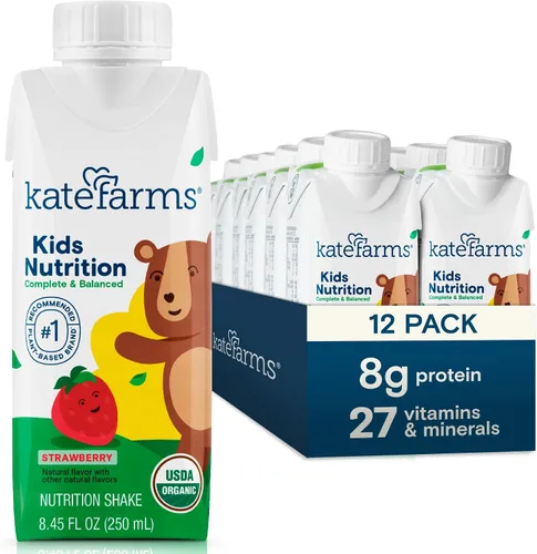 Miniatura 12 de KATE FARMS Batido de nutrición orgánica para niños sabor vainilla, 8g de proteína, 27 vitaminas y minerales, reemplazo de comida, sin gluten, sin