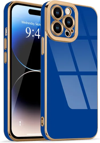 Miniatura 124 de Lafunda Diseñada para iPhone 13 Pro, fundas lujosas con chapado lindo para mujeres y niñas, elegante borde dorado, a prueba de golpes, TPU con funda