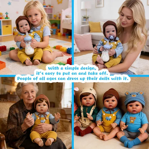 Miniatura 6 de EKOKIZ Ropa de muñecas Reborn para bebé, ropa de bebé niño perfectamente lindos, trajes de muñecas recién nacidas de 17 a 20 pulgadas, accesorios