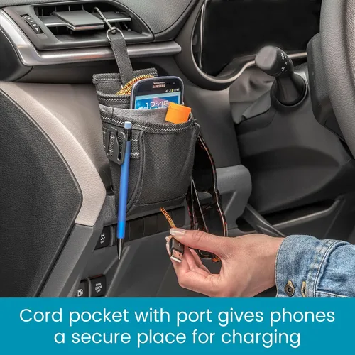 Miniatura 4 de High Road DriverPockets Soporte para teléfono para automóvil y organizador de almacenamiento para asiento delantero con puerto de cable de carga