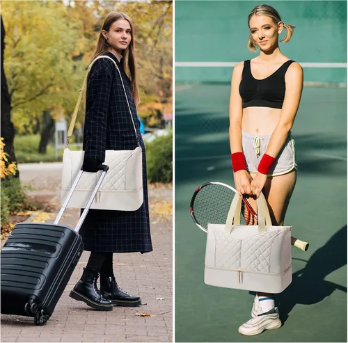 Miniatura 7 de ETRONIK Bolsa de fin de semana para mujer, juego de 3 piezas, Beige, Etronik Bolsa de fin de semana para mujer