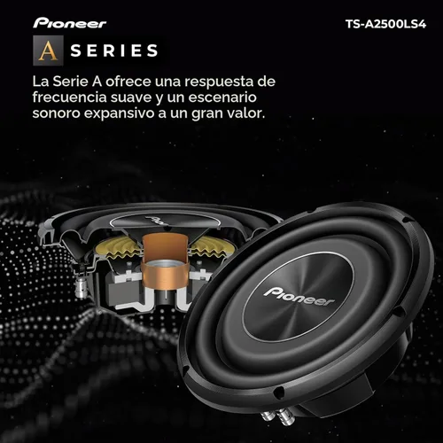 Miniatura 2 de PIONEER Serie A TS-A2500LS4 Subwoofer de 10” – 1200W Máx, Diseño de Montaje Superficial, Bajo Profundo en Espacios Reducidos